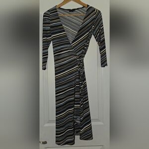BCBGMAXAZRIA Striped Wrap Dress Size S